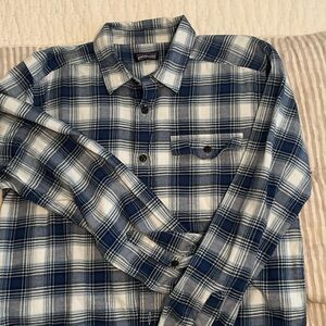 Patagonia Navy and Cream Plaid Shirt